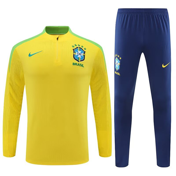 2024-25 Brazil yellow Half zipper training suit