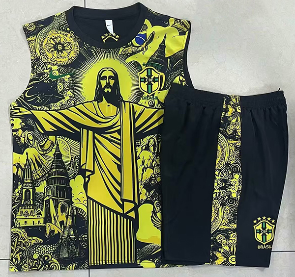 2024-25 Brazil JESUS yellow Vest Training Suit