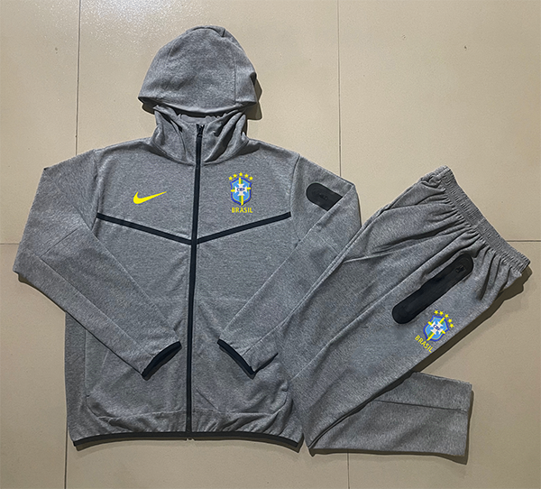 2024-25 Brazil Grey Hoodie jacket Training suit